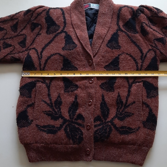 Vintage brown floral knit sweater cardigan small - Picture 9 of 12